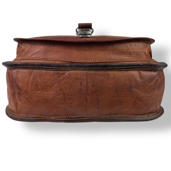 Komal’s Passion Leather Saddle Bag Crossbody Buffalo Leather Rustic Handmade - Picture 10 of 13